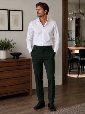 Tiger of Sweden Darwin Emerald Green Slim Flat Front Dress Pants Trousers
